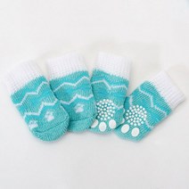 강아지 양말 귀여운 애완견 양말 프린트 미끄럼 방지 강아지 신발 보호대 제품 작은 종 스피츠 요크 개, 21 Water green ripple_01 S