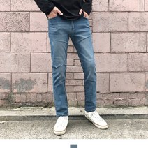 남자 연청바지 일자 찢어진 청바지 데님 팬츠 코디/30대남자청바지/20대남자청바지/남자슬림핏청바지/슬림스트레이트/대학생청바지/슬림핏청바지/남자청바지코디/남자데님바지/봄청바지