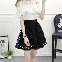 마쿠쿠 A라인 플레어 레이스 미니 스커트