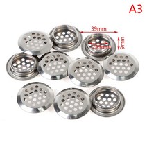 라운드 캐비닛 공기 덕트 환기 직경 19mm-53mm 스틸 루버 메쉬 홀 플러그 장식 커버 옷장 그릴 시스템 10 개, A3