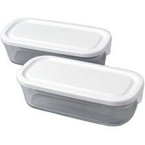 일본직발송 4. iwaki 이와키 내열 유리 팩 레인지 BOX 하프 화이트 500ml 2개 세트 겹장각팩 SKC3246 -W2
