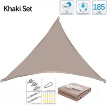 Shade Sail Triangle Shade Sail Garden Patio Waterproof Polyester Awning Swimming Awning Campi, 500x500x500cm, Khaki Set