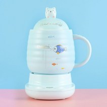 중탕기 죽 홍삼제조기220V 800ML 미니 전기 스튜 컵 사무실 차 죽 냄비 우유 난방 물 주전자 세라믹 꽃 건, [05] Blue Cat