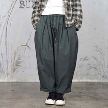 벅시루 남녀공용 실루엣 맞주름 벌룬 밴딩 배기