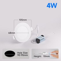 Ultra Thin Led Ceiling Lights 110V 220V White Warm Light Recessed Ceiling Downlight Kitchen Living Room Corridor Ceiling Lamp, 4W, 6000K White Light