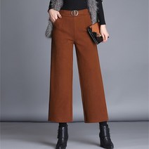 쁘띠꼬모 모직 슬랙스 팬츠 여성 9부 봄 가을 일자 밴딩 빅 사이즈 캐주얼 와이드 바지
