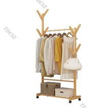 이케아 헹거 행거 원목 수납 나무 우드 정리 옷걸이 이동식 선반 옷가게 스탠드, A 원목 50Cm 트윈스프링