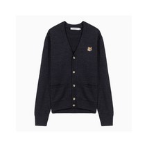 21FW 메종키츠네 폭스 헤드 패치 차콜 울 가디건 GU00542KT1036 ANTHRACITE MELANGE GU00542KT1036ANTHRACITEMELAN00