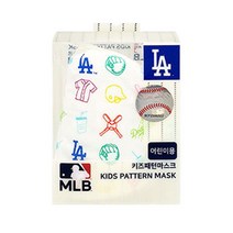 MLB 키즈패턴 마스크 어린이용 LA다저스(화이트), 1개