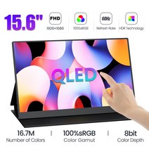 QLED 터치 스크린 15.6 휴대용 두 번째 유형-C USB Xbox 안드로이드 전화 노트북과 호환, 01 QLED TOUCH_01 영국 플러그