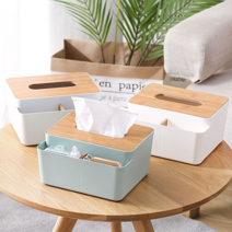 (당일발송)우드 커버 티슈케이스 원목 다용도 멀티 수납 냅킨통 휴지 핸드타올 각티슈 심플 케이스, 민트