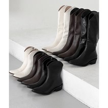 포레비 브이컷 스틸레토 통굽 웨스턴 숏 미들부츠 롱부츠