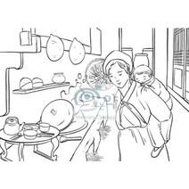 메모리테라피연구소 추억스케치/ 뉴로빅/엄마품의 자장가 컬러링/ 치매예방/ 뇌운동 / 어르신색칠공부, 엄마품의 자장가 투명컬러 배경