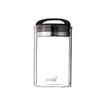 프리파라 밀폐 보관 용기 Evak Fresh Saver 에어리스 유리 및 스테인리스 미디엄 소프트 터치 블랙 핸드
