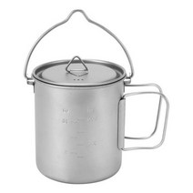 야외 티타늄 냄비 컵 머그잔 식기 캠핑 피크닉 물컵 커피 차 뚜껑 750ml 692914, silver 692914