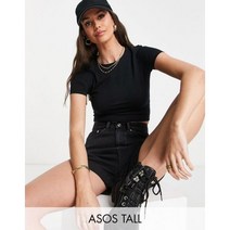 ASOS DESIGN 블랙 컬러의 톨 핏 크롭 티셔츠