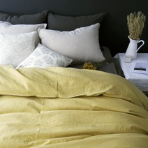 [메종텍스타일] 네추럴 린넨베딩Q 옐로우, 전체색:이불커버:Q 옐로우 1장-베개 커버:옐로우 2장