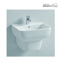 CL-369/대림바스/원홀세면기/세면대/일체형세면기/대림세면대/평면붙임세면기/CL369, 수동, P자트랩 (벽배수), 선택안함