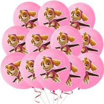 생일장식 여아 12 인치 발 순찰 핑크 스카이 강아지 라텍스 풍선 어린 호일 생일 파티 장식 용품 10/20 개, [01] 10Pcs, [02] pink