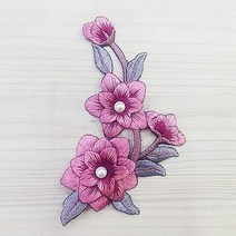 DIY한복 자수패치 진주알꽃 와펜 의류부자재 브로치