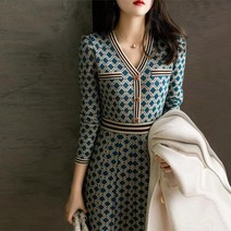 대박난박양 오브제 니트 원피스 밝은 실크 니트 드레스 클래식 패션