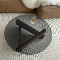 북유럽 원형 커피테이블 강화유리 거실 티 테이블, A형 90cm 투명유리  호두색상