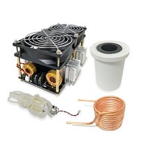2500W ZVS 유도 히터 고주파 유도 가열 PCB 보드 녹은 금속 + 코일 + 도가니 + 펌프, 하나, 검정, 01 Black