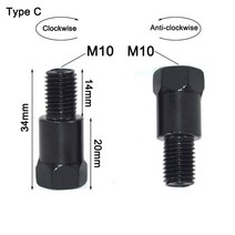 바이크 오토바이 1 조각 10mm 시계 방향 미러 어댑터 금속 높이 백미러 볼트 나사 변환 모터, [03] Type C
