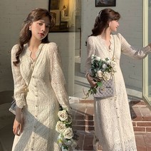 셀프웨딩드레스 77사이즈 스몰웨딩 레이스롱원피스 빅사이즈
