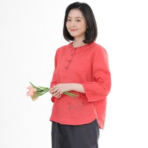애비뉴투지 엄마옷 햇살 린넨 여성 여름 칠부 셔링 카라 마 블라우스 B07248 50대 60대 중년여성