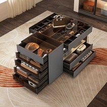 드레스룸 소품정리 수납 서랍장 옷방 벨트 선글라스 스카프 정리장 조립식, GD209B-0.9m 그레이 새들가죽