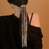 나를 더 아름답게 해주는 헤어악세사리 XIALUOKE-여성용 빈티지 샤인 전체 라인석 헤어핀 비쥬 긴 술 크리