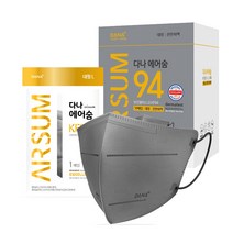 다나마스크 KF94 에어숨 컬러마스크 대형 100매, 진한회색