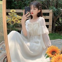 여성용 여름 시폰 롱 원피스