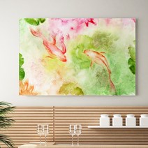 잉어 그림 연꽃 생기 합격운 인테리어 서재 공부방 벽꾸미기 캔버스 액자, 07 재운형통 잉어