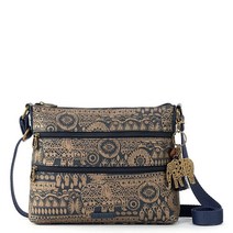 Sakroots 아티스트 서클 크로스바디 백 코팅 캔버스 조절 가능한 스트랩 및 지퍼, Bronze Batik World