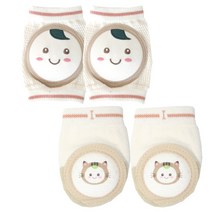 층간소음 해결사! 성장판 보호 베이슈 오가닉 걸음마 보호대 세트, 스마일 캣 1호+스마일 베이비(자수), 1세트