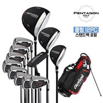 야마모토 펜타곤 남성 스틸 풀세트 12PCS+스탠드백, 드라이버+우드+하이브리드/R, 블랙레드 CGC-19019i
