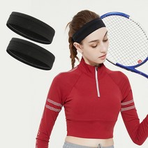 1+1 땀흘림방지 스포츠 운동 헤어밴드 헤드밴드 남녀공용, 블랙