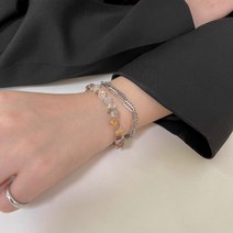 남녀 동일 천연석 팔찌 티타늄 스틸 체인 팔찌 기질 만능 팔찌