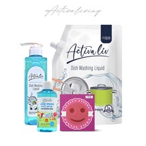 액티바리브 안심세정 자연유래 보습성분 친환경 1종 고농축 주방세제 1000ml + 500ml + 200ml 세트 (수세미 1개 증정)