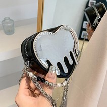 여성용 실버 하트 체인 숄더백 여성가방 미니백 보부상가방 쇼퍼백 데일리 Y2K 나일론백 독특한가방 포켓백 가벼운가방 화장품가방