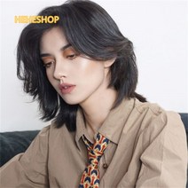 남자장발가발 울프컷스타일 데일리 내츄럴 통가발Hiuha 증정, E ONE SIZE