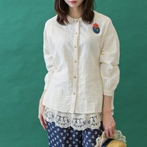 내추럴 레이스 핀턱 블라우스