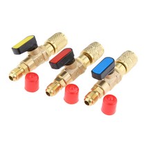 R22 충전 호스 용 스트레이트 차단 볼 밸브 어댑터 3 개 A/C 냉매 작동 도구, 한개옵션0