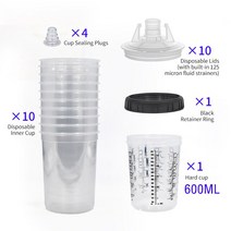 페인트 스프레이건 165ML/400ML/600ML/800ML 스프레이 건 페인트 탱크 믹싱 컵 깨끗한 일회용 측정 없음 H/, 01 600cc 10pcs, 01 600cc 10pcs