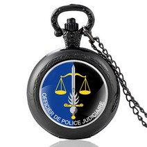 남성회중시계 프랑스 경찰 공식 배지 유리 카보 숑 쿼츠 포켓 시계 빈티지 남성 여성 펜던트 목걸이 선물