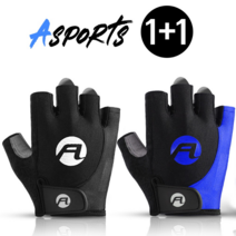 듀웨이 ASPORTS 자전거 반장갑 1+1, 레드(M), 블랙(XL)