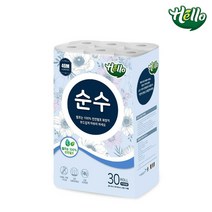 헬로 순수 2겹 천연펄프 롤화장지 40m, 30롤, 1팩