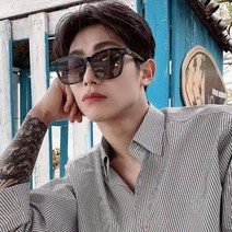 남성 복고 평면 선글라스 큰 테두리 긴 얼굴 고가 안경 개성 자외선 방지 선글라스 여자